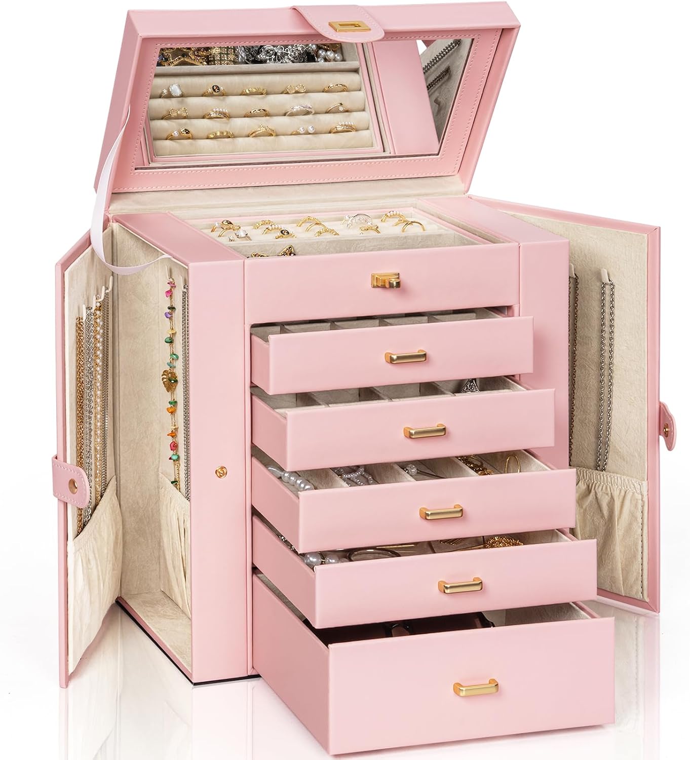 Elegant 6-Tier Jewelry Box Organizer for Women and Girls