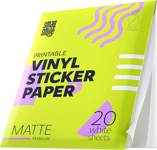 Waterproof White Vinyl Sticker Paper - Fast Dry & Durable for Cutting - SMALL SMILE
