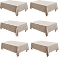 Fitable Faux Linen Tablecloths Rectangle 60 x 102 in - 6 Pack Neutral