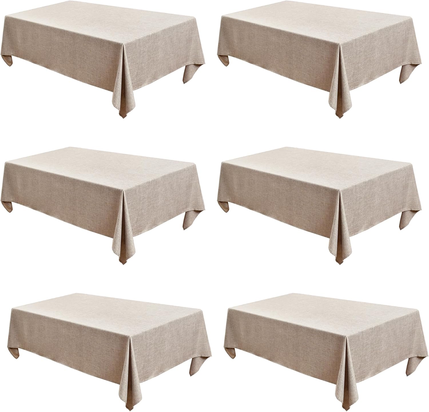 Fitable Faux Linen Tablecloths for 6 Foot Tables - 6 Pack