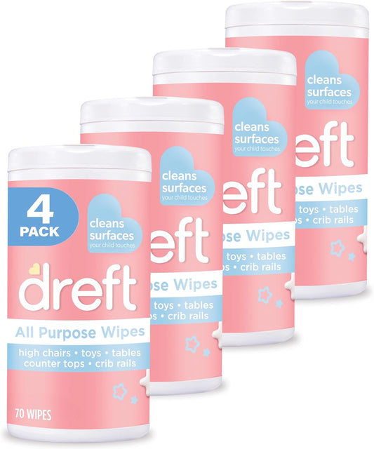 Dreft Gentle Cleaning Wipes 70ct x 4 - Effortless Baby-Safe Cleaning