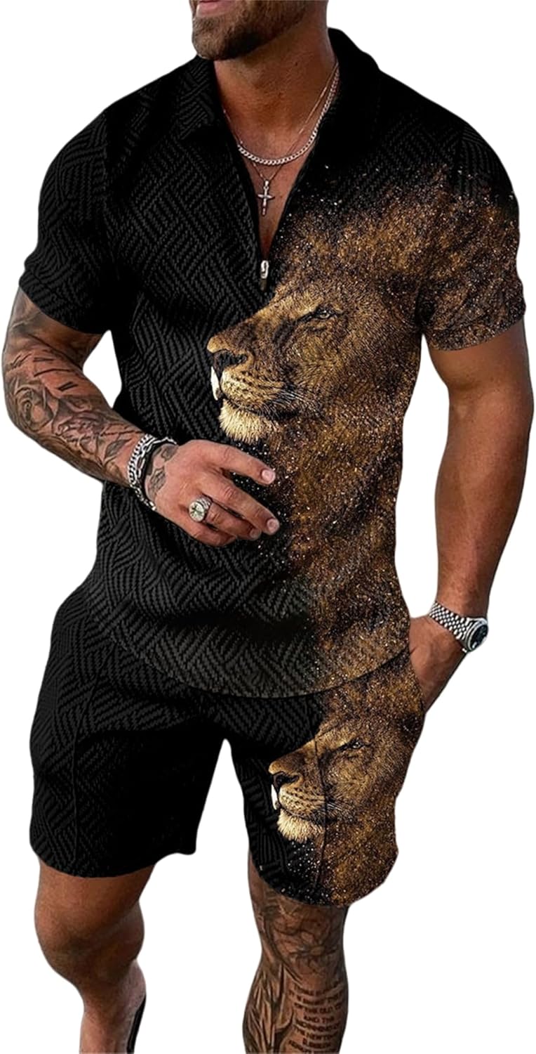 Men's Short Sets Outfits 2 Piece Summer Tracksuit for Comfort