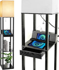 Floor Lamp with Shelves and Wireless Charger - Compact Corner Light