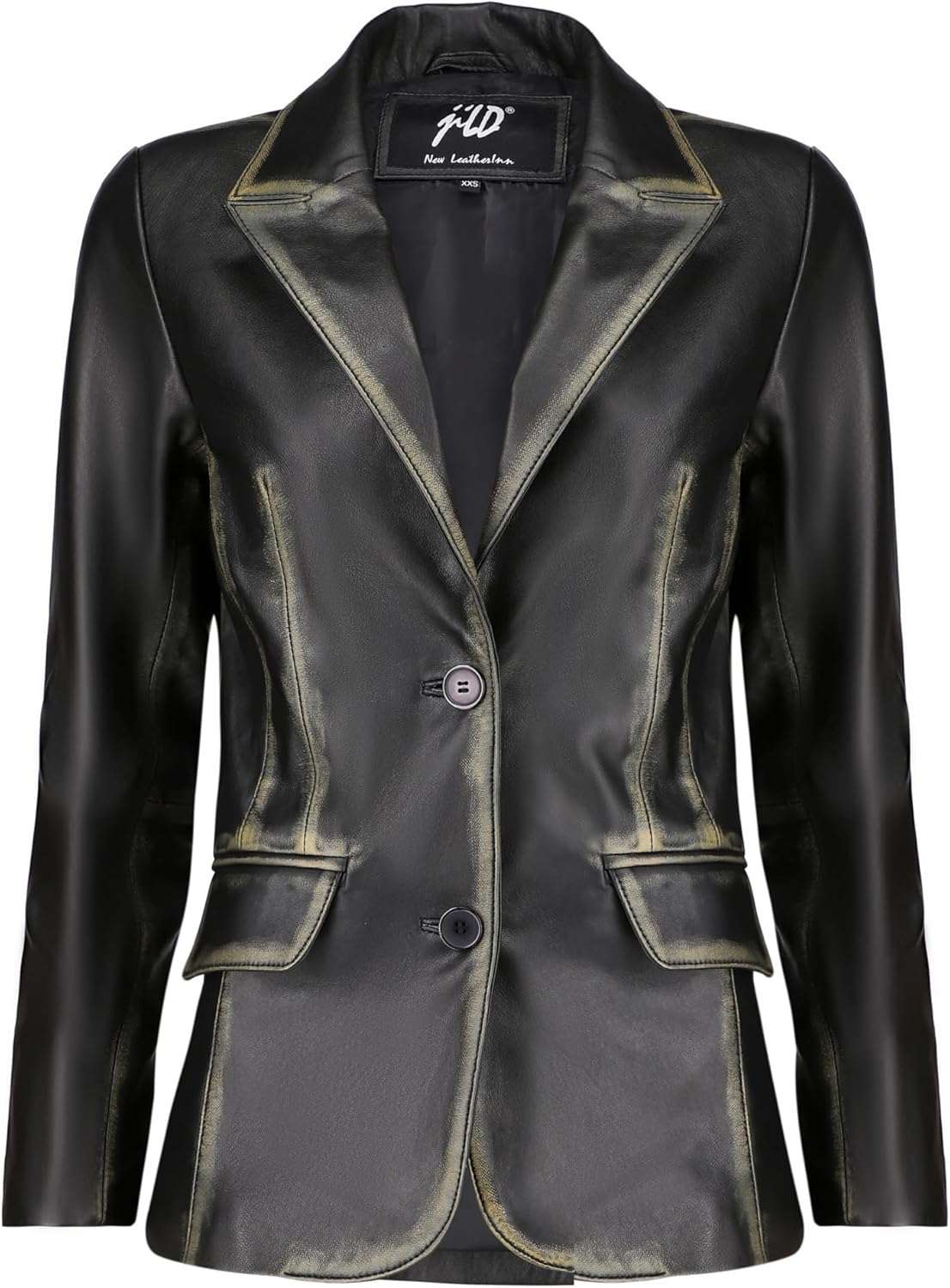 Classic 2-Button Lambskin Leather Blazer for Women - Timeless Style