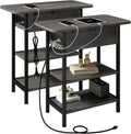 End Table with Charging Station Narrow Side Table - Flip Top, Set of 2