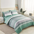 KAKIJUMN 7 Piece Stripe Comforter Set Queen - All Season Microfiber