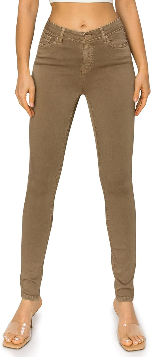 KHAKI & BLUE Womens Everyday Garment-Dyed Skinny Jeans