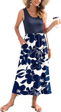 Women's Summer Maxi Dress Sleeveless Tropical Sundress - Lightweight