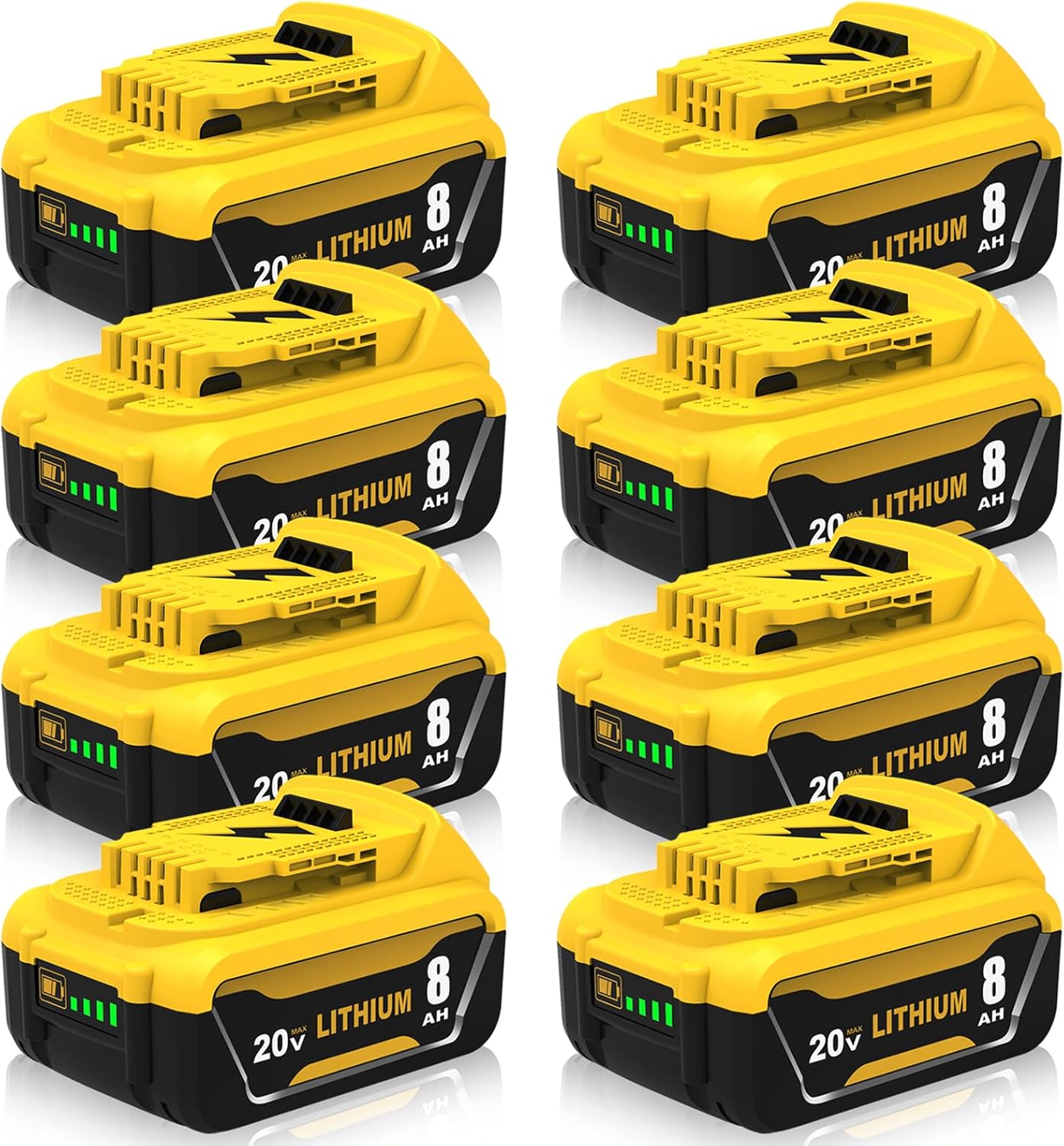 8000mAh Replacement for Dewalt 20V Max Battery - 8-Pack