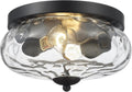 Darkaway Flush Mount Ceiling Light with Water Ripple Glass - Modern