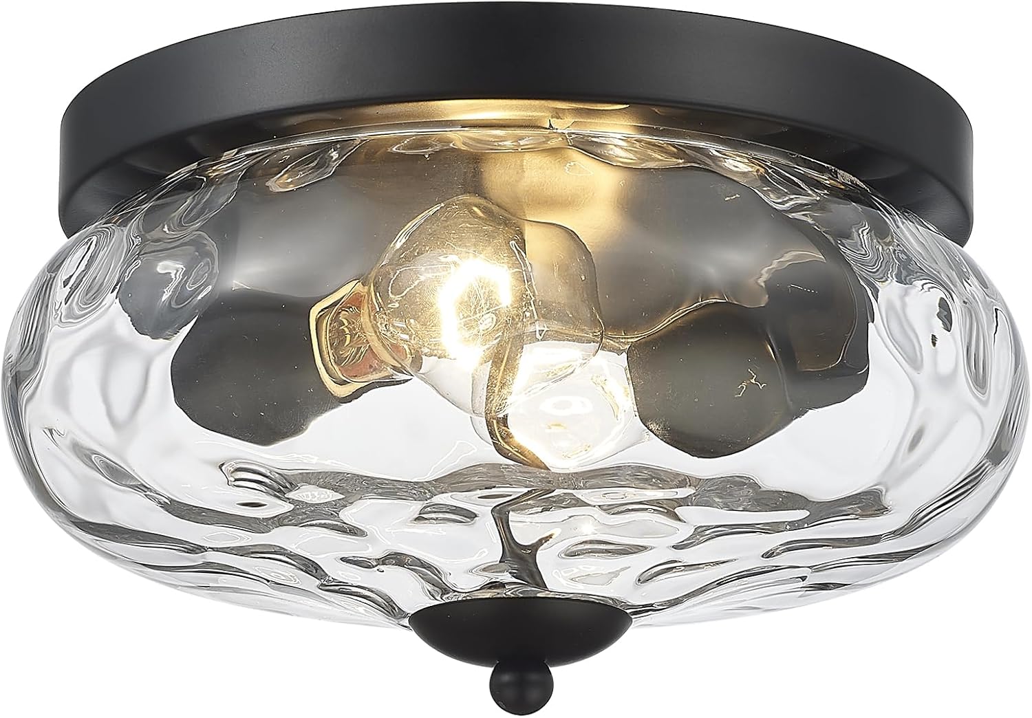 Darkaway Flush Mount Ceiling Light with Water Ripple Glass Shade
