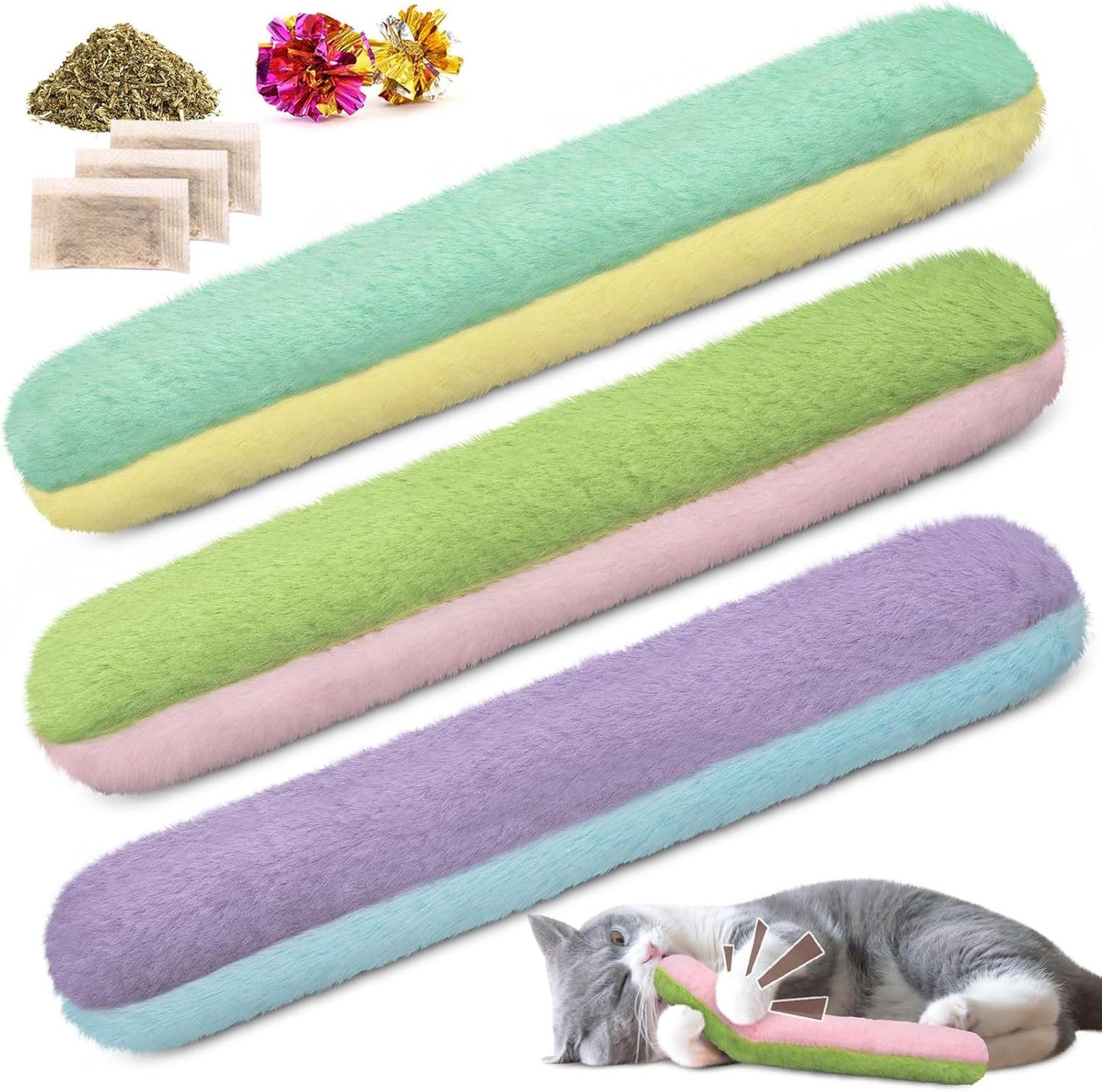 Interactive Catnip Kick Sticks Set - 3 Pcs