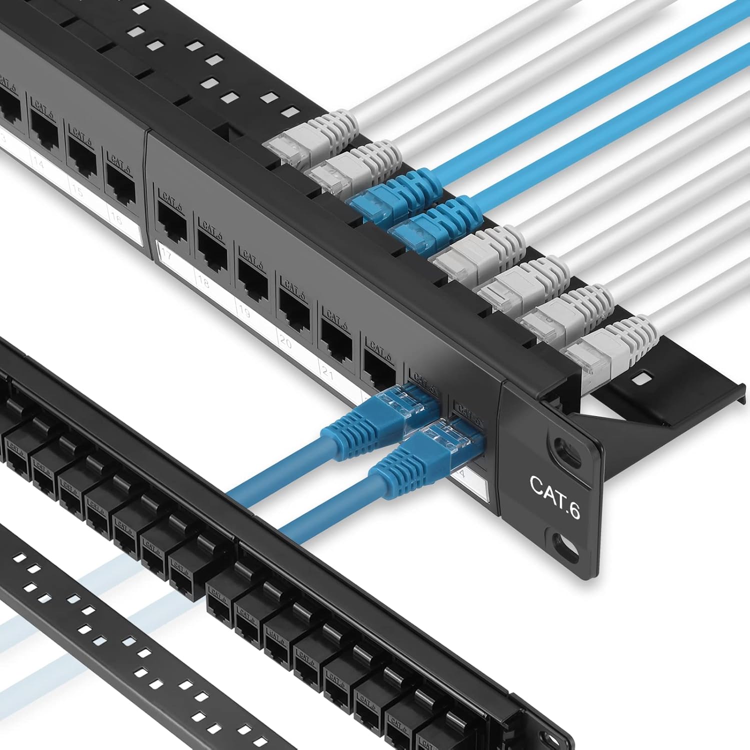24 Port Cat6 Patch Panel with Inline Keystone for Easy Setup