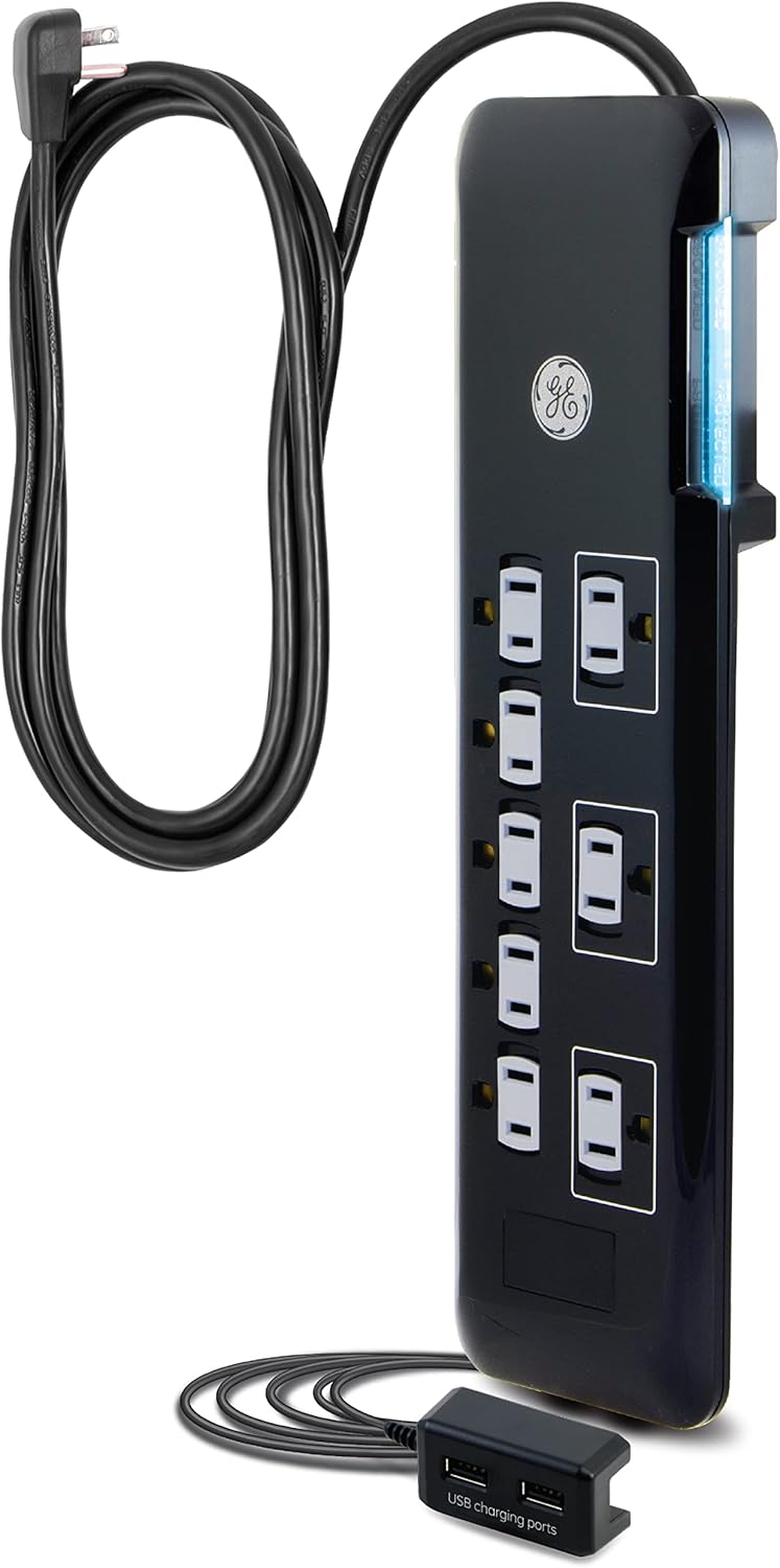 GE UltraPro Surge Protector with 8 Outlets and USB Ports