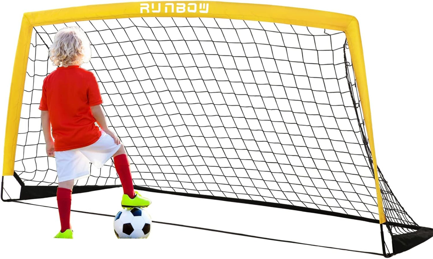 RUNBOW 6x4 ft Portable Kids Soccer Goal for Backyard Fun