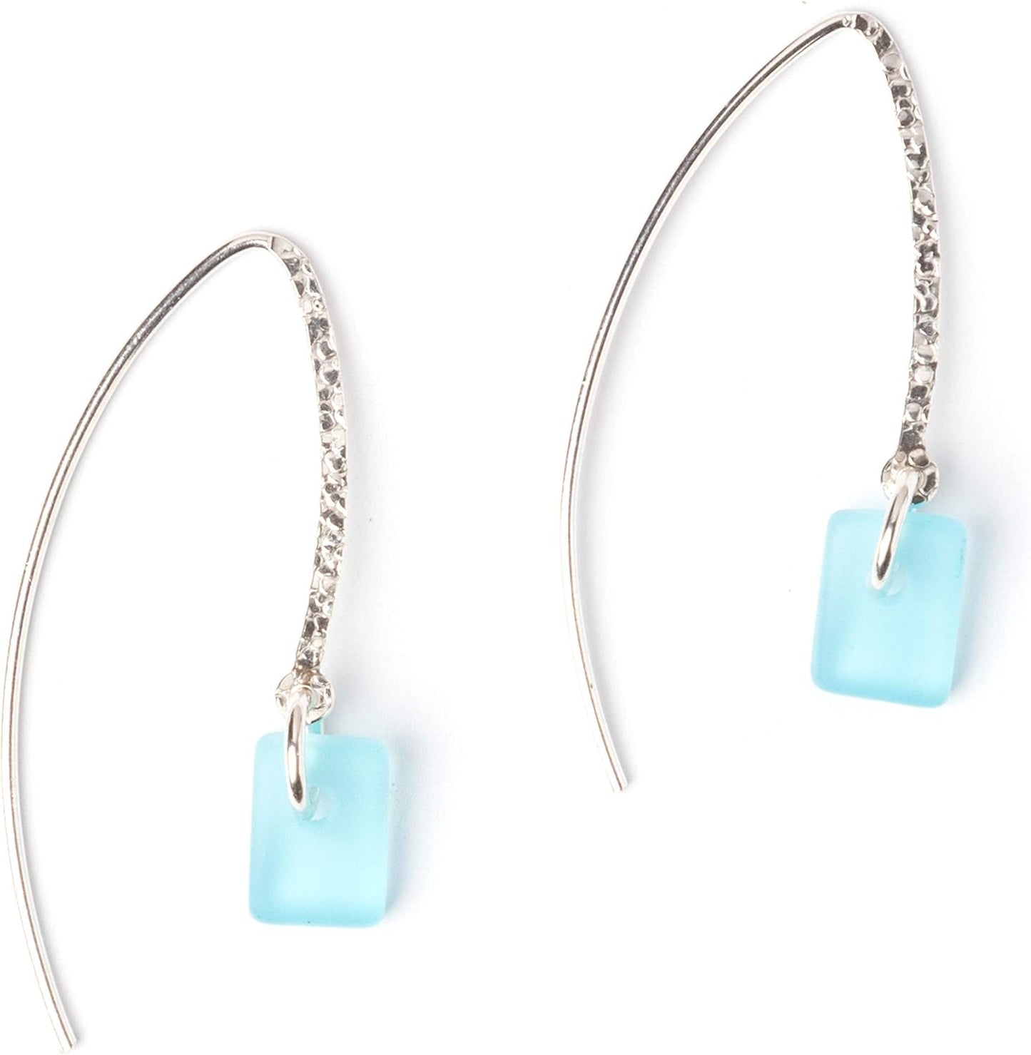 Sea Glass Sweep Earrings - Handmade Sterling Silver Drop Earrings