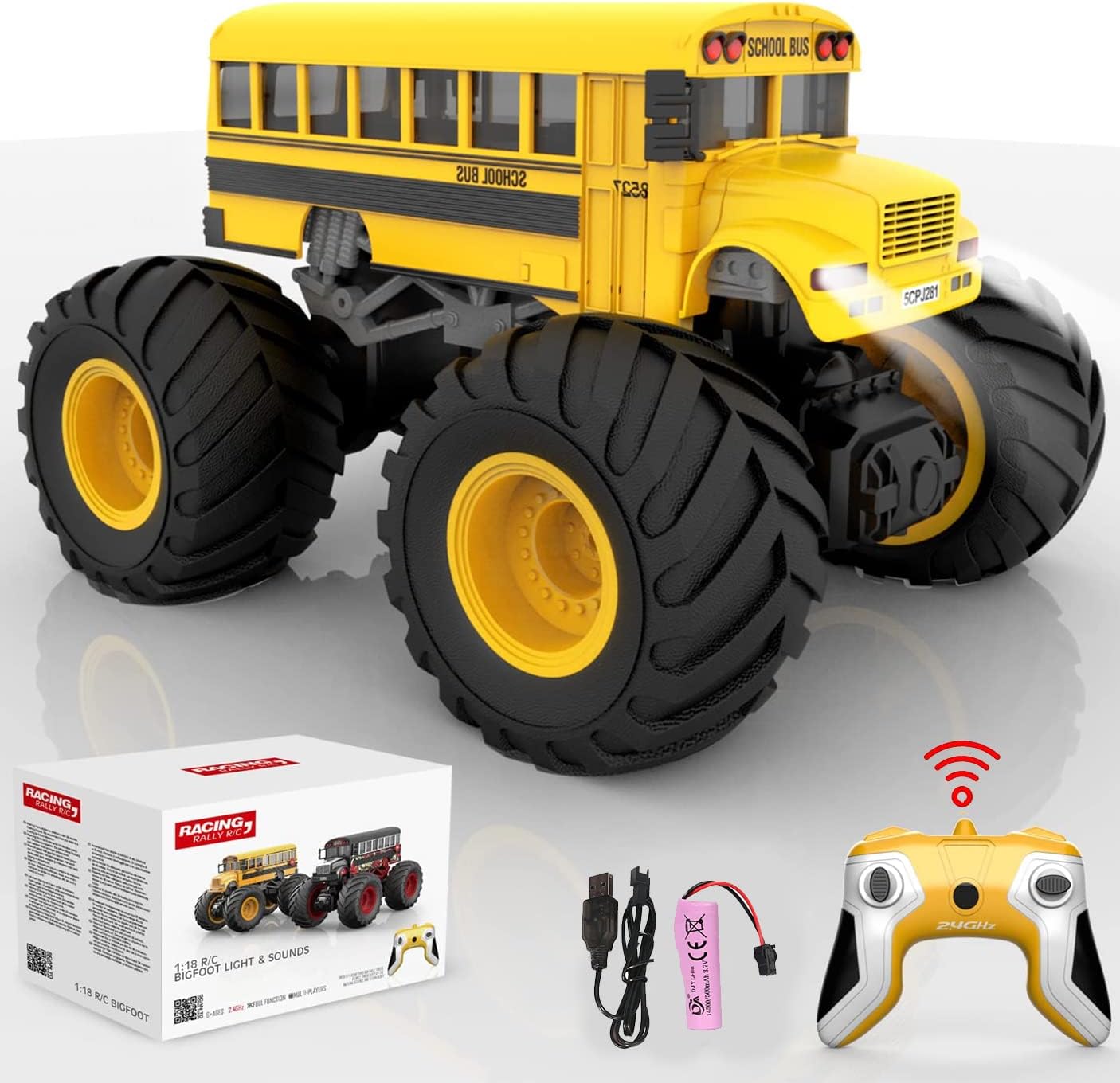 Remote Control Monster Truck - 1:18 Scale RC School Bus Fun