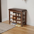 Shoe Bench with Leather Cushion, 3-Tier Adjustable Shoe Storage Home