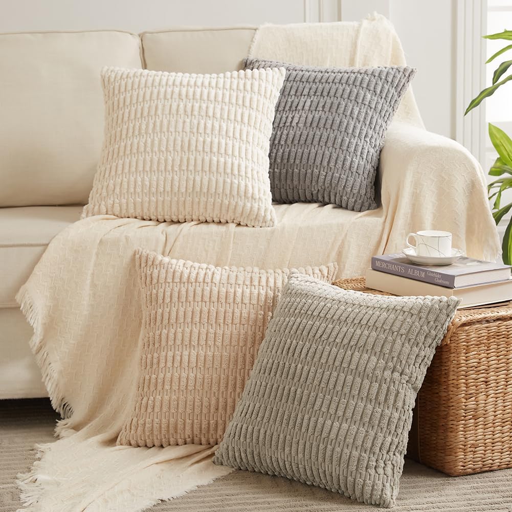 Neutral Euro Decorative Throw Pillow Covers for Cozy Home Decor