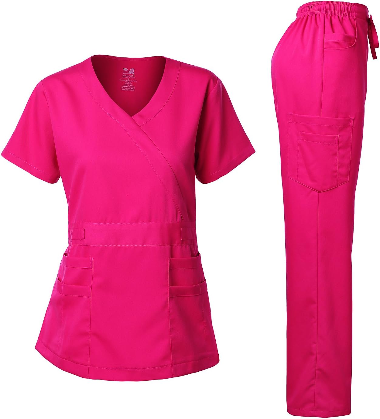 Ultra-Soft Women's Scrub Set with Y-Neck Top and Drawstring Pants