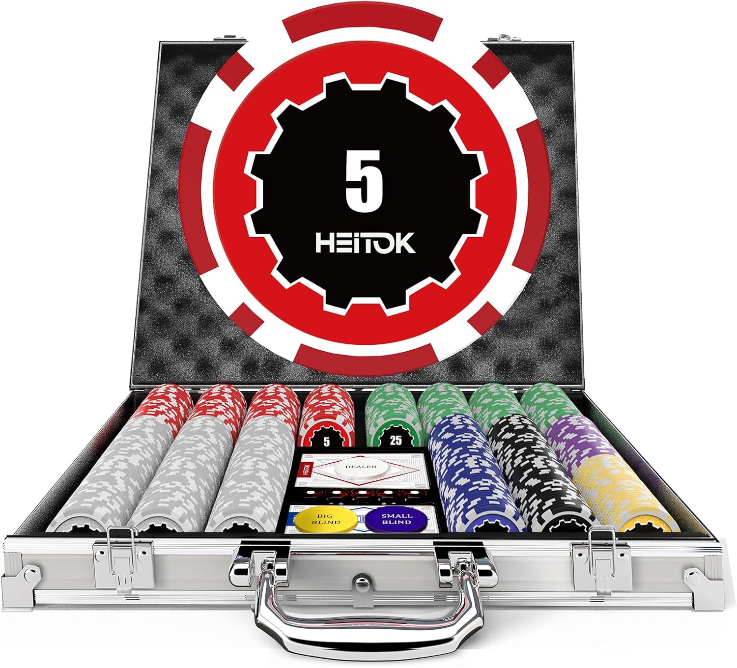 Casino Poker Set with Numbered Chips 500-Piece for Card Games