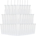 24oz Reusable Plastic Cups 36 Pack with Lids and Straws - White