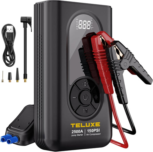 2500A Jump Starter + Air Compressor: Power on the Go!