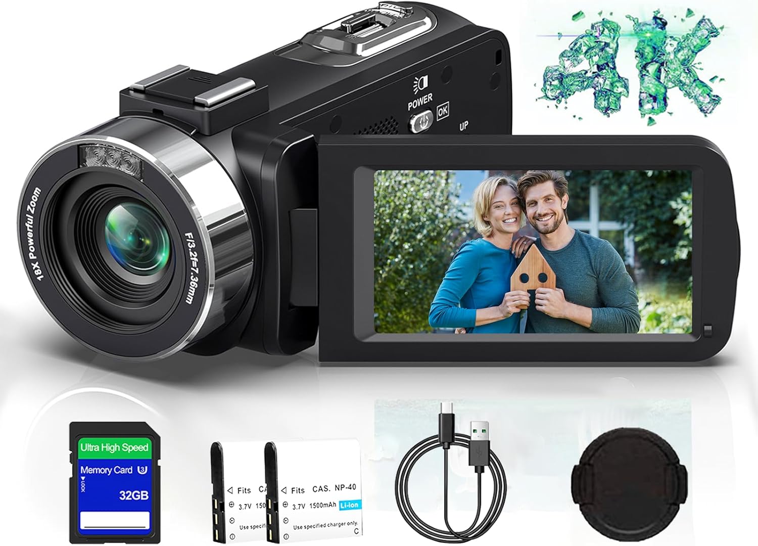 4K Ultra HD Video Camera Camcorder with 18X Digital Zoom