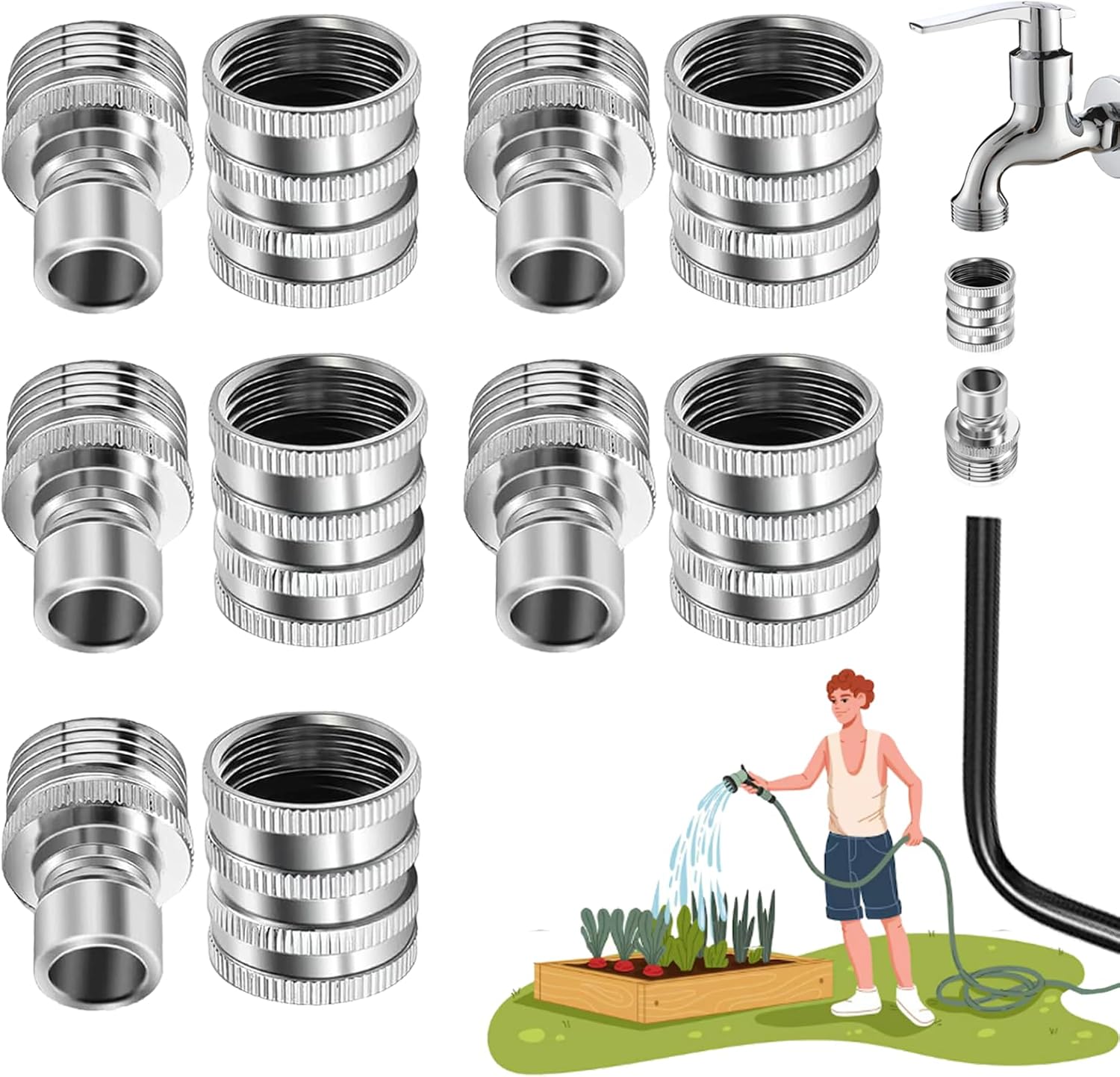 2025 New Stainless Steel Garden Hose Quick Connect Fittings Set