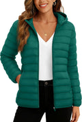 Womens Quilted Lightweight Puffer Jacket with Hood - Water-Resistant