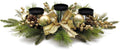 Gold Glittery Christmas Candle Centerpiece with Berries and Pinecones