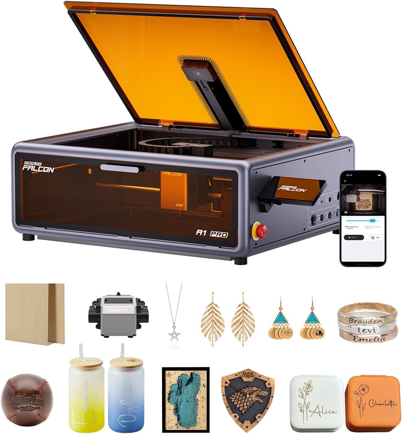 Creality Falcon A1 Pro 20W Laser Engraver for Wood and Metal