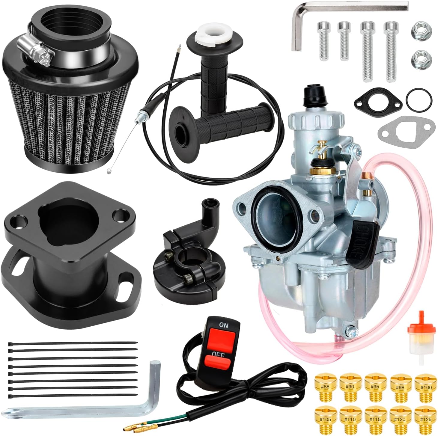 FVRITO Mini Bike Carburetor Throttle Cable Assembly Jets Kit