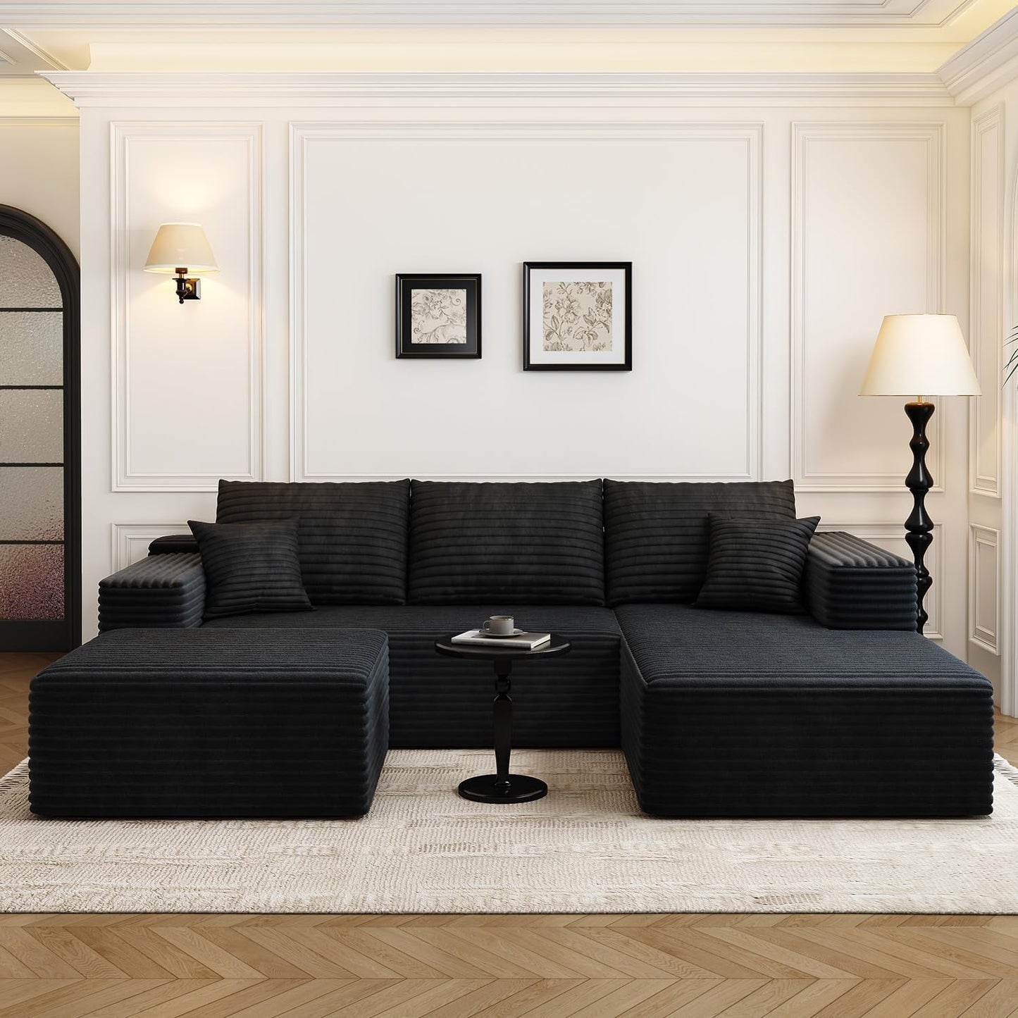 107.5in Cloud Modular Sectional Sofa with Ottoman for Comfort
