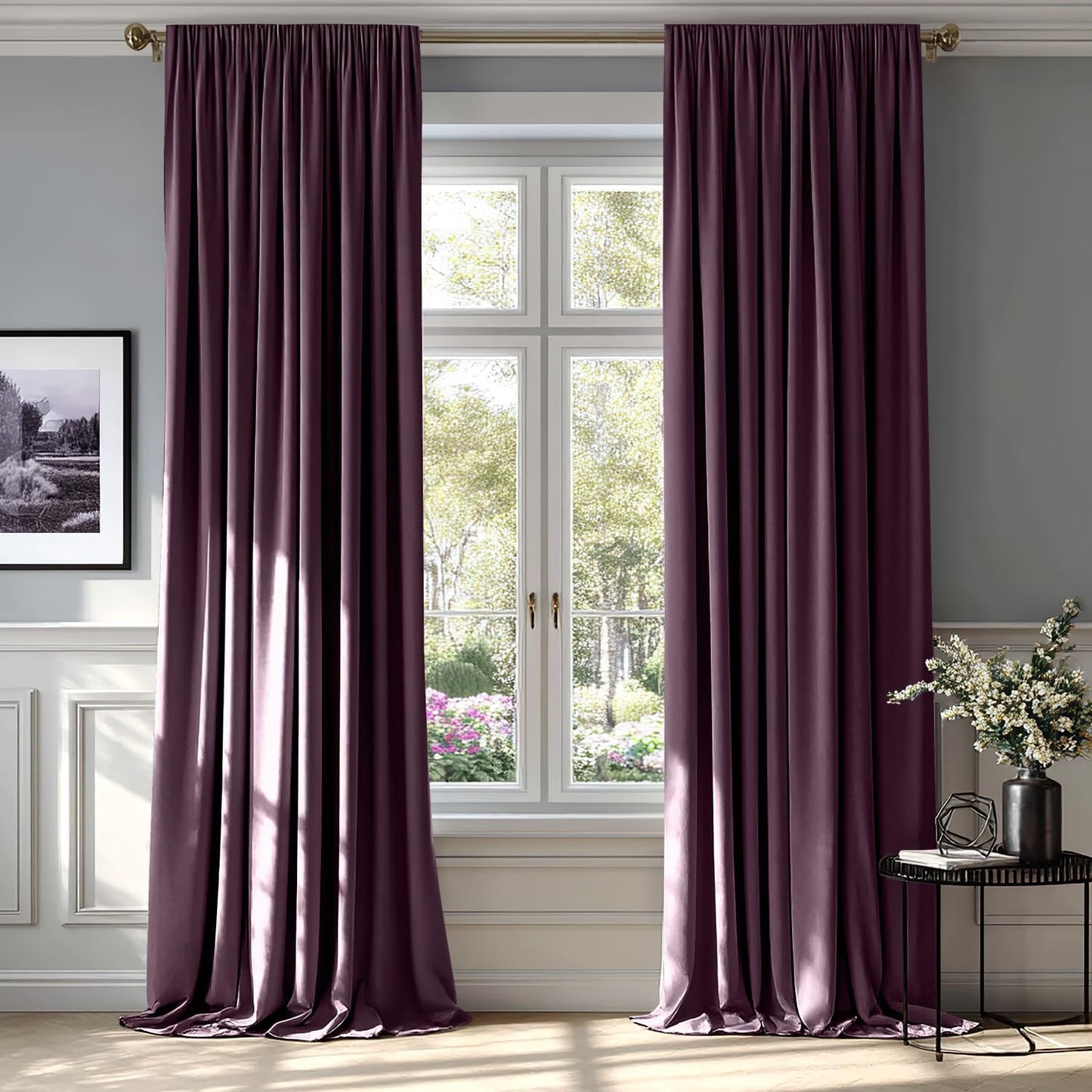 MIULEE Purple Orchid Velvet Curtains for Bedroom and Living Room