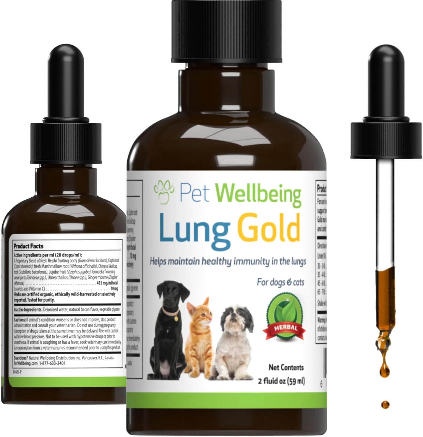 Pet Wellbeing Lung Gold for Dogs & Cats - Natural Herbal Support