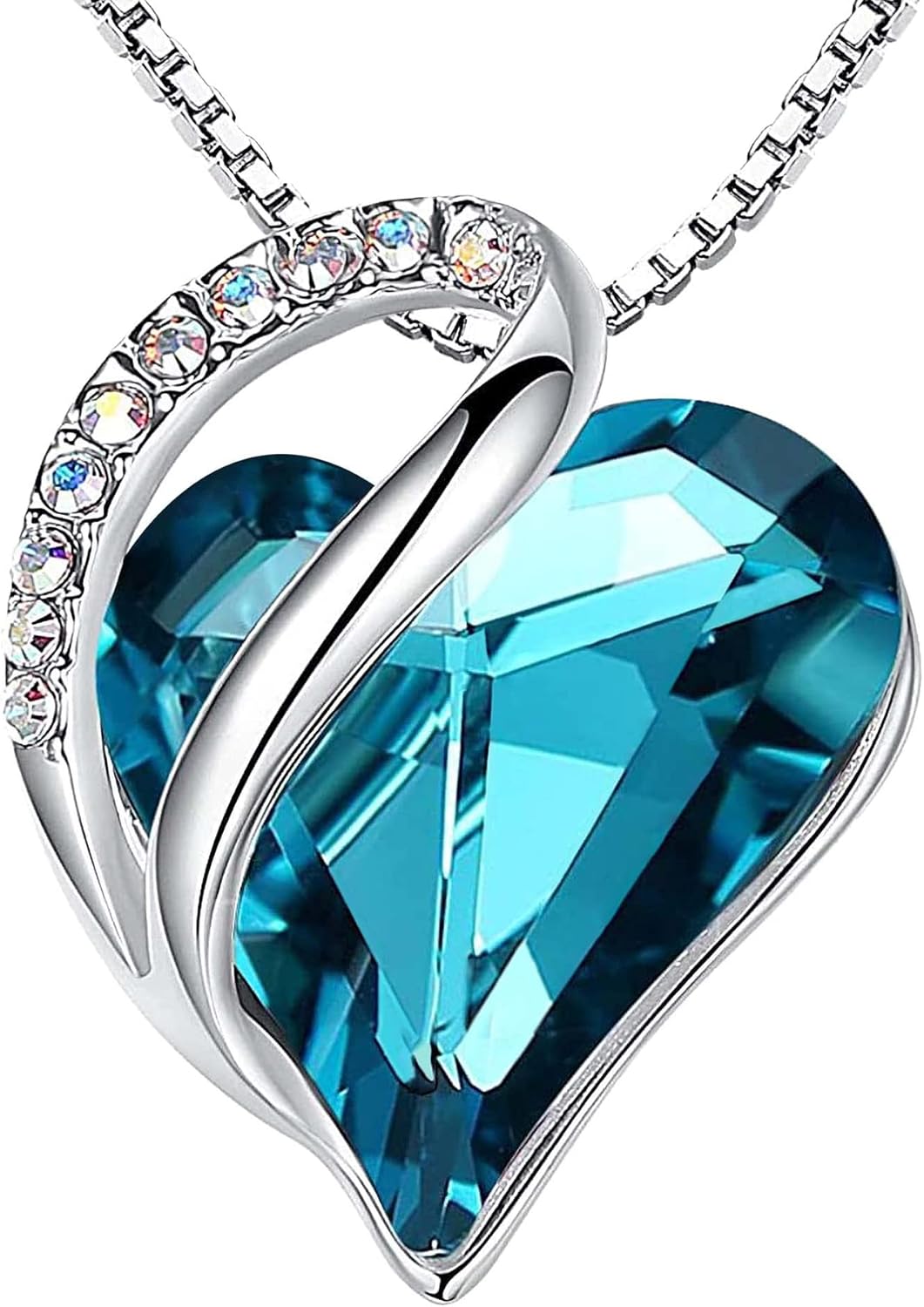 Infinity Love Birthstone Heart Crystal Pendant Necklace Gift