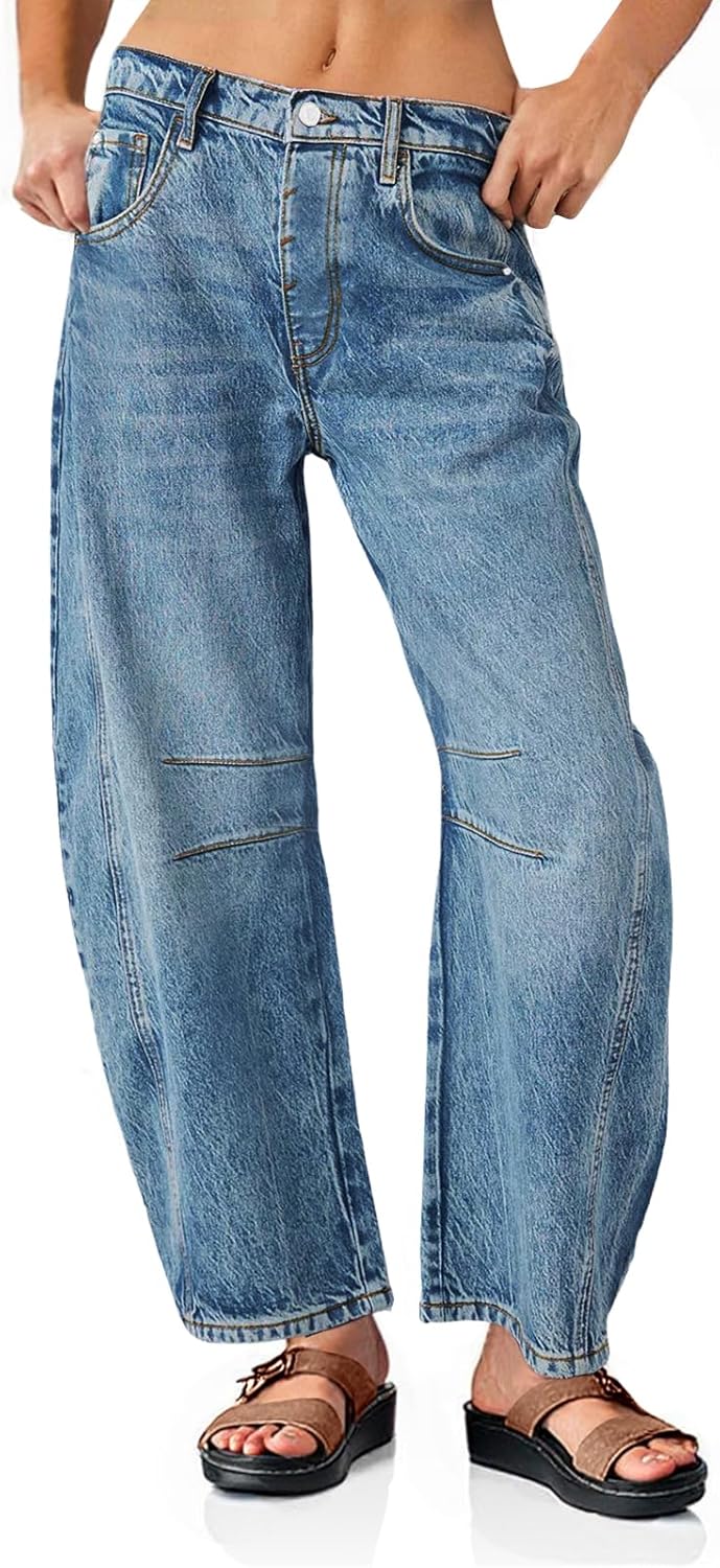 PLNOTME Women's Baggy Boyfriend Jeans for Vintage Style Lovers