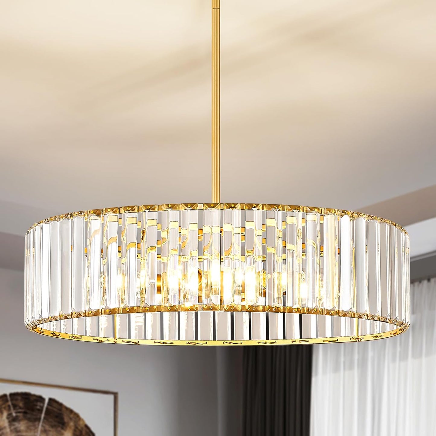 Gold Crystal Chandelier for Dining Room, Modern Lighting Fixture