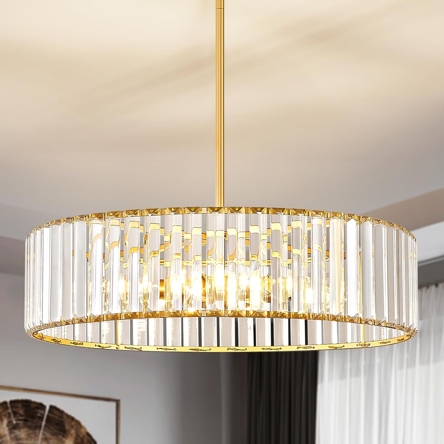 Gold Crystal Chandelier for Dining Room, Modern Lighting Fixture