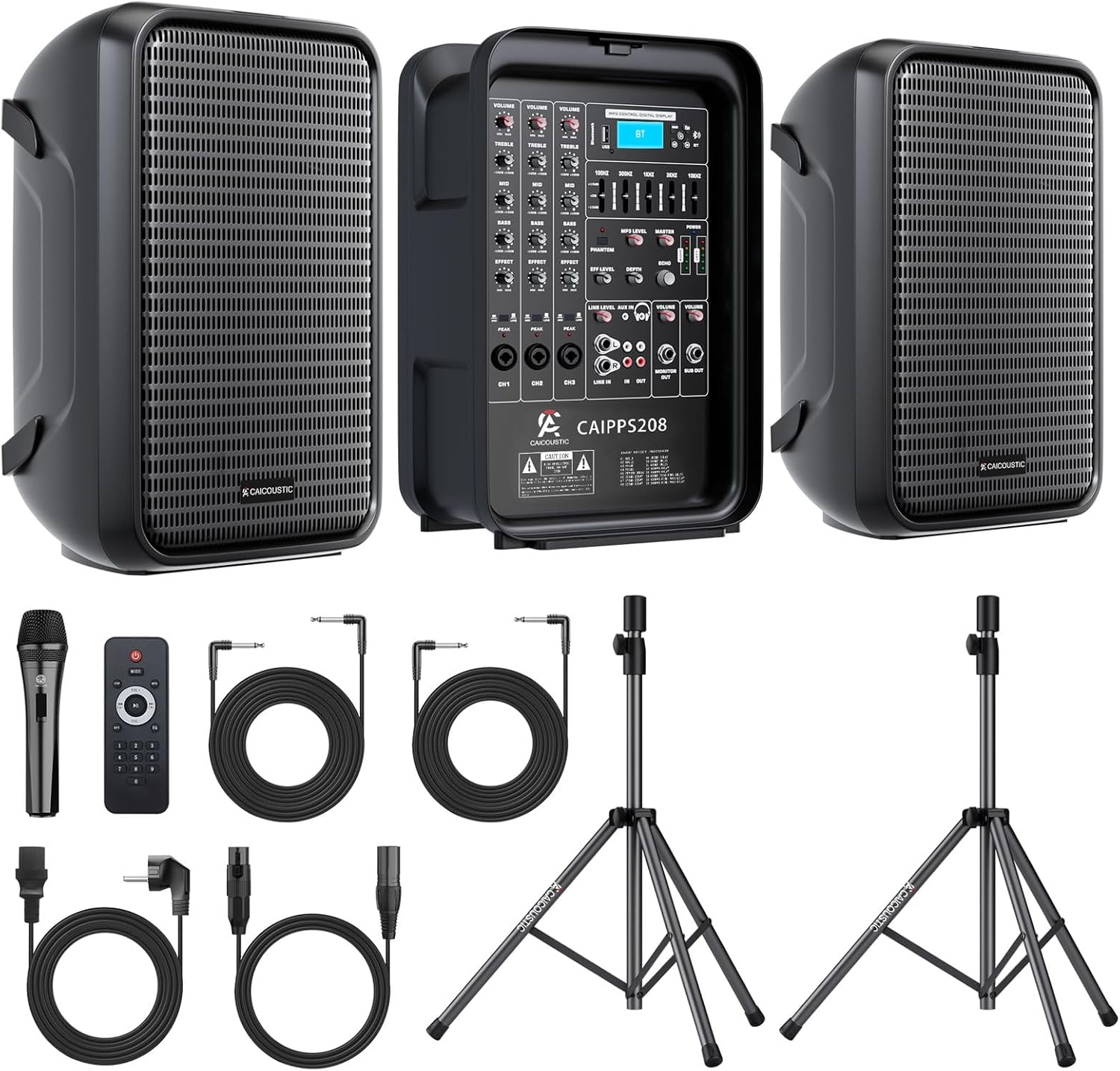 All-in-One 2-Way PA Speaker System with 300W Mixer Bundle