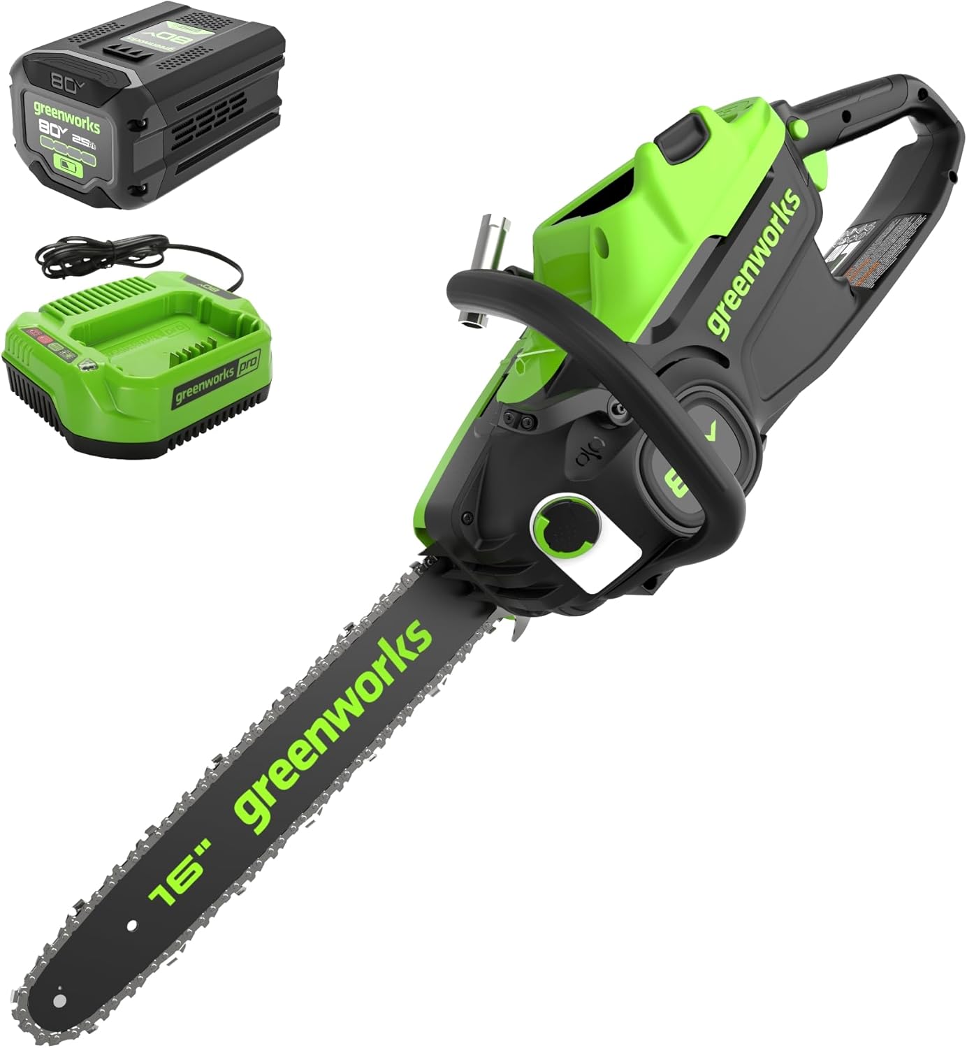 Greenworks 80V 16 Inch Brushless Cordless Chainsaw for Homeowners