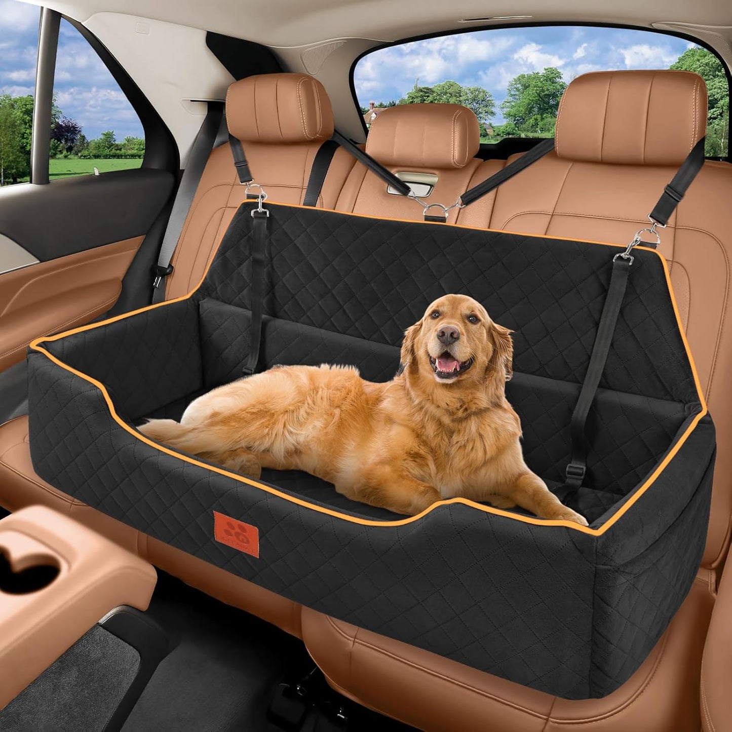 GL GLENSLAVE Dog Car Seat for Large Dogs - Comfortable Travel Bed