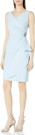 Alex Evenings Slimming Short Ruched Dress with Ruffle - Petite