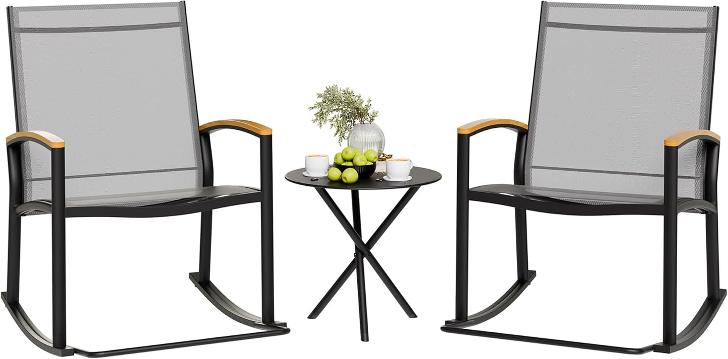Shintenchi 3 Piece Outdoor Rocking Bistro Set for Relaxation
