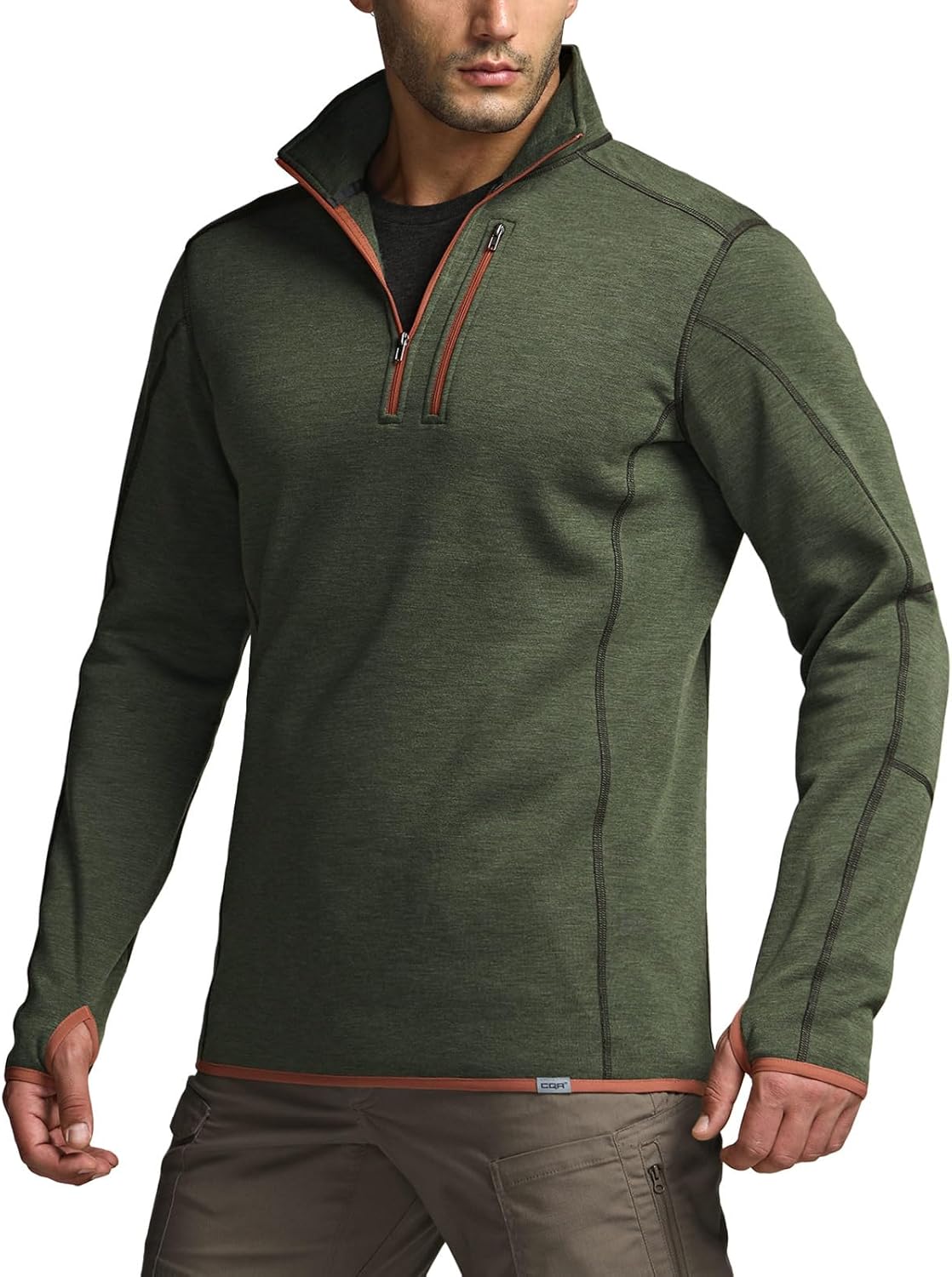 CQR Men's Quarter Zip Utility Fleece Pullover for Outdoor Use