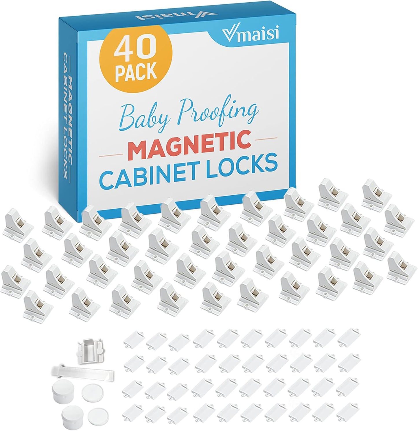 Vmaisi Adhesive Magnetic Locks for Cabinets & Drawers Safety