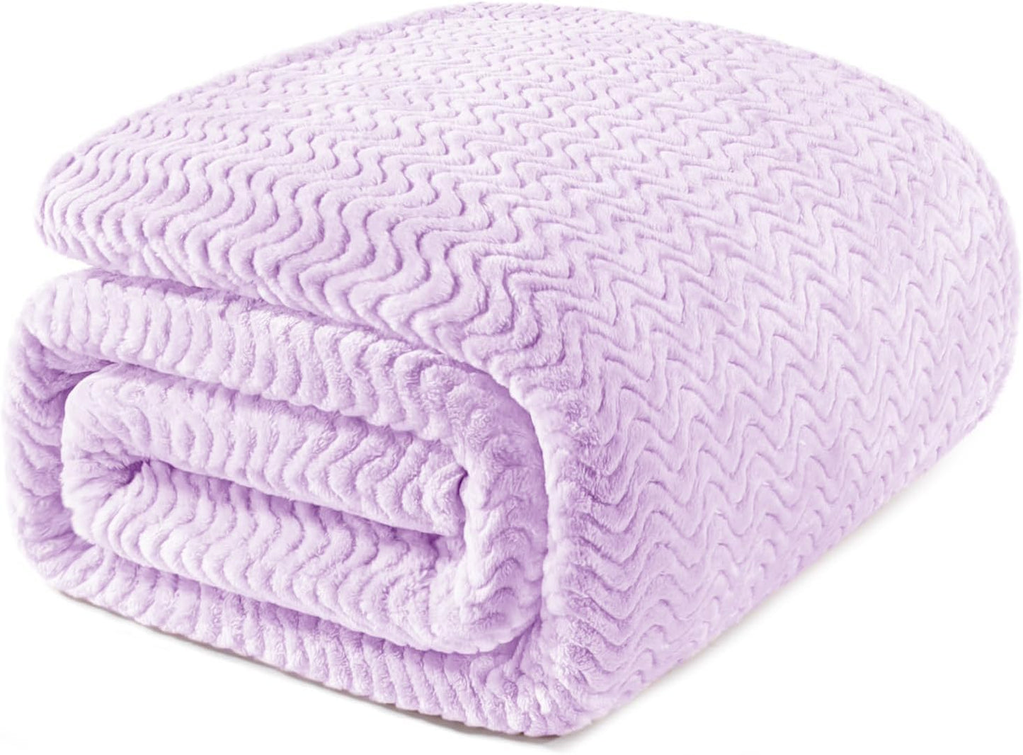 Soft Fleece Blanket Twin Size for All Seasons, Lilac Purple