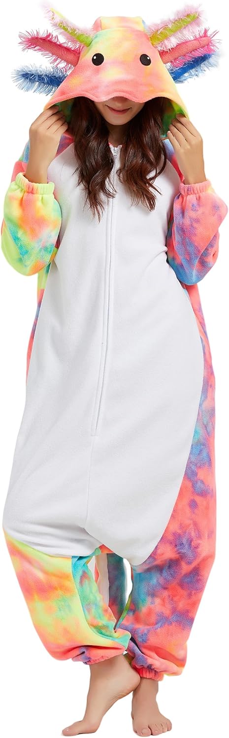 DELEY Unisex Axolotl Costume Adult Onesie for Fun and Comfort