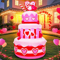 5FT Inflatable Birthday Cake with Bear and LED Lights - Fast Setup